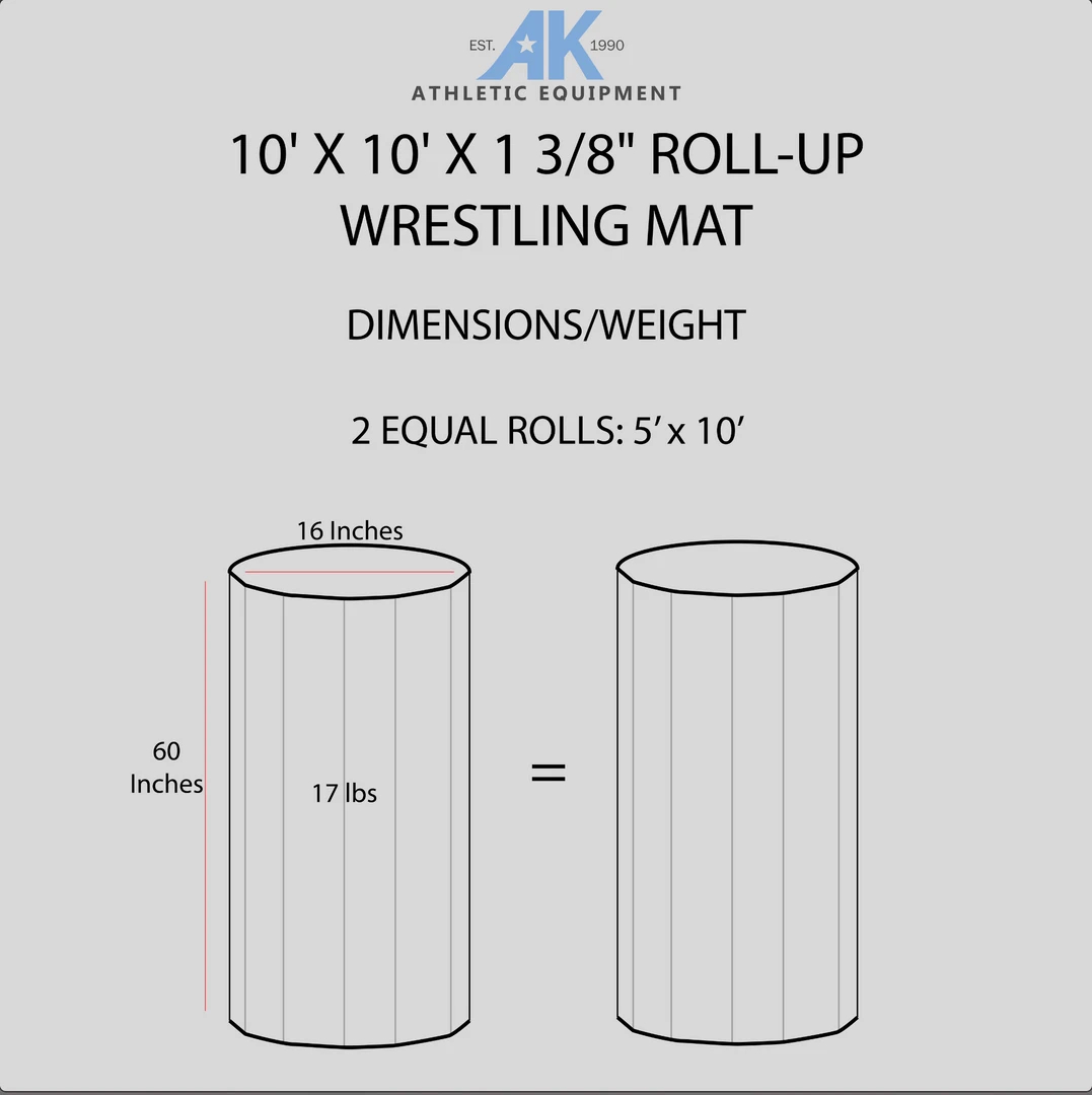 AK Athletic Equipment 10' X 10' X 1 3/8" Roll-Up Wrestling Mat - Durable & Portable Martial Arts Mat 13 AK Athletic Equipment 10' X 10' X 1 3/8" Roll-Up Wrestling Mat Wrestling Mats