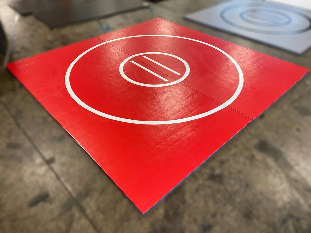 AK Athletic Equipment 10' x 10' x 1 3/8" Red & White Roll-Up Wrestling Mat - Martial Arts Clearance 1 AK Athletic Equipment Martial Arts Clearance 10' X 10' X 1 3/8" Roll-Up Wrestling Mat Red With White