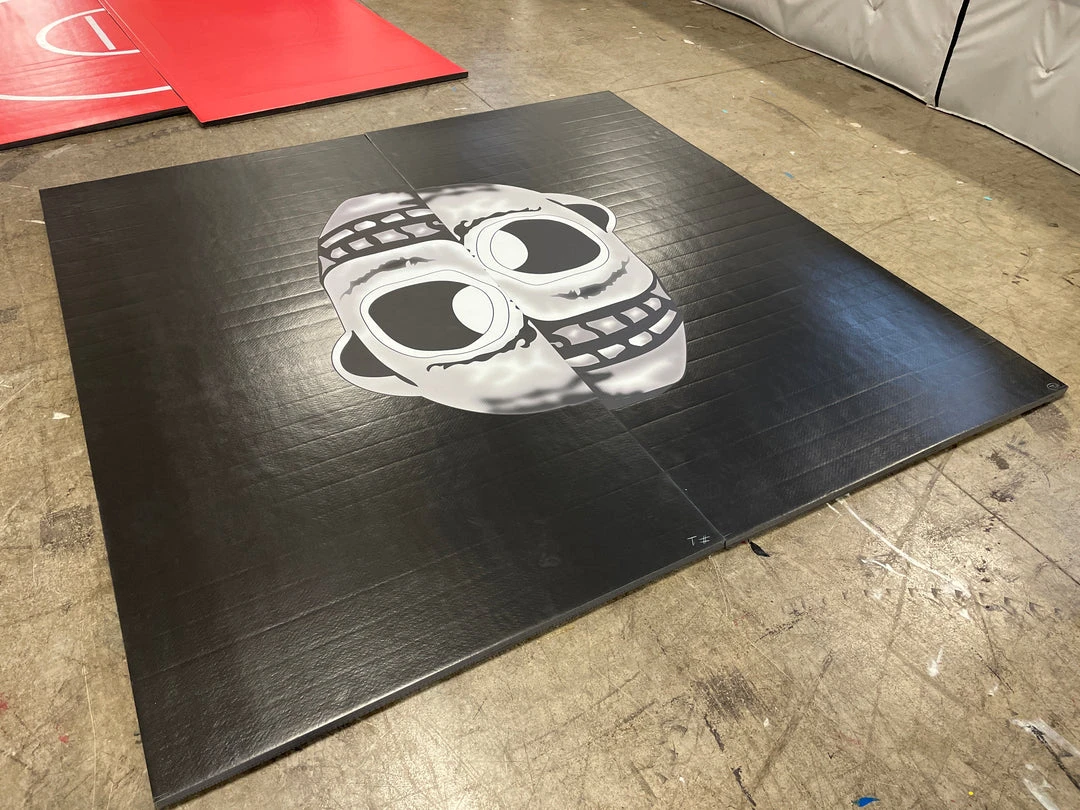 AK Athletic 10' x 10' Samurai Roll-Up Wrestling Mat - Vinyl Martial Arts Mat with Logo | Clearance Sale 1 AK Athletic Equipment Clearance 10' X 10' X 1 3/8" Samurai Roll-Up Wrestling Mat Logo Vinyl Flaw Martial Arts