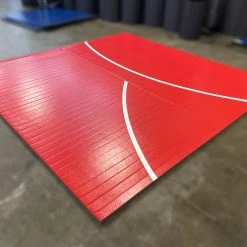 AK Athletic Equipment Clearance Wrestling Mat 12' X 12' X 1 3/8" Roll-Up Mat Red With White Martial Arts
