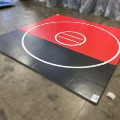 AK Athletic Equipment Martial Arts Clearance 12' X 134.5” Red And Black With White Circles Roll Up Mat