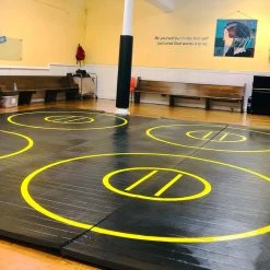 AK Athletic Equipment 20' X 20' X 1 3/8" Roll-Up Wrestling Mat With Four Practice Circles Wrestling Mats