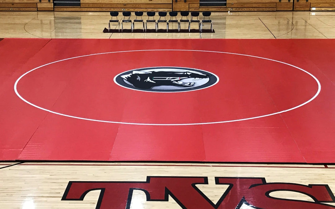 AK Athletic Equipment 42' x 42' x 1 3/8" Roll-Up Wrestling Mat - Durable & Non-Slip Surface 1 AK Athletic Equipment Wrestling Mats 42' X 42' X 1 3/8" Roll-Up Wrestling Mat