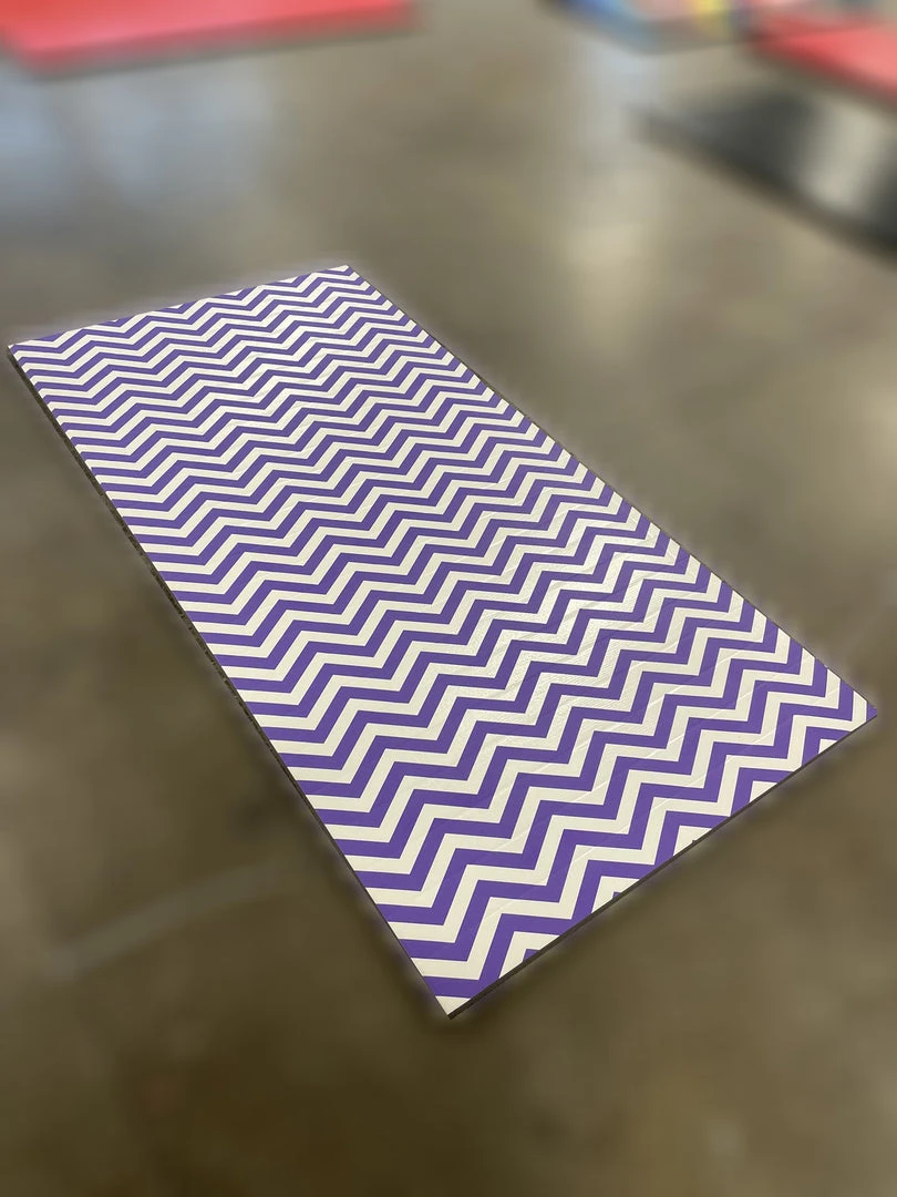 AK Athletic Folding Gymnastics Mat - 4' x 8' x 1 3/8" Chevron Zigzag Design - Advanced Level Roll-Up Mat for Training & Practice 1 AK Athletic Equipment Folding Mats Clearance Roll Up Chevron Zigzag 4' X 8' X 1 3/8" Advanced Level Gymnastics Mat