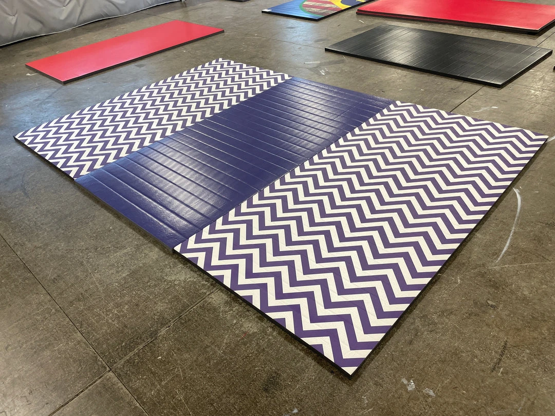 AK Athletic Folding Gymnastics Mat - Chevron 8' x 12' x 1 3/8" Roll-Up Tumbling Mat | Clearance Sale 1 AK Athletic Equipment Folding Mats Clearance Gymnastics Chevron 8' X 12' X 1 3/8" Roll-Up Tumbling Mat