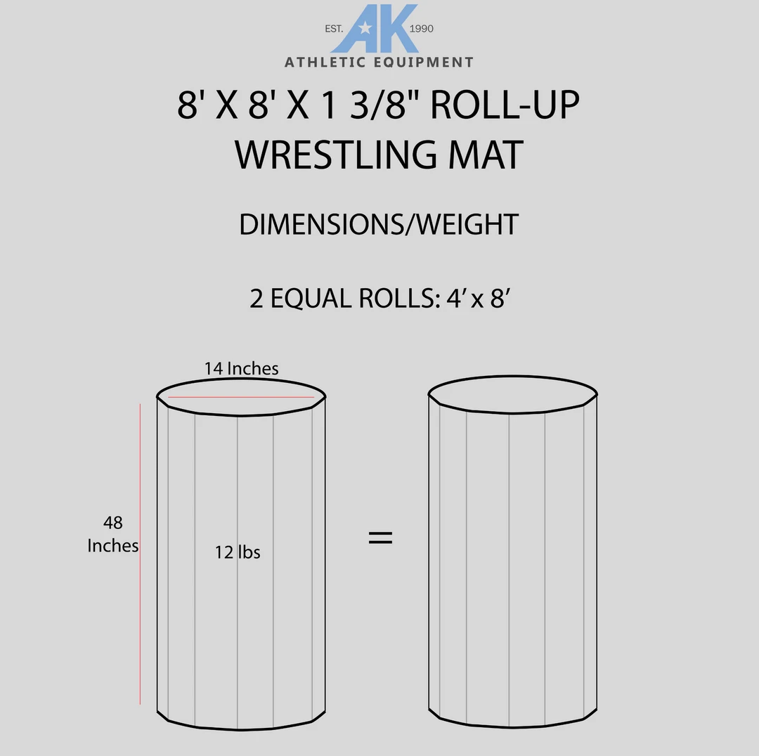 AK Athletic Equipment 8' X 8' X 1 3/8" Roll-Up Wrestling Mat - Durable & Portable for Training 11 AK Athletic Equipment 8' X 8' X 1 3/8" Roll-Up Wrestling Mat Wrestling Mats