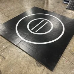 AK Athletic Equipment Martial Arts Clearance 93" X 92" X 1 3/8" Roll-Up Wrestling Mat Black With White Circles