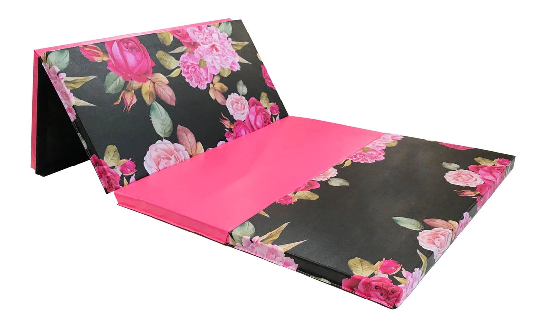 AK Athletic Equipment Black And Pink Peony 4' X 8' Folding Gymnastics Mat - Durable, Non-Slip, Portable 3 AK Athletic Equipment Black And Pink Peony 4' X 8' Folding Gymnastics Mat Folding Mats