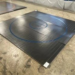 AK Athletic Equipment Clearance Wrestling Mat 12' X 12' X 1 3/8" Roll-Up Mat Black With Red