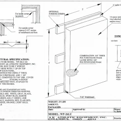 AK Athletic Equipment Custom Wood Backed Gym Wall Padding Panels 2' X 6'