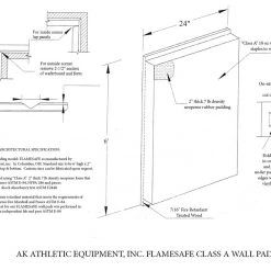 AK Athletic Equipment FlameSafe "Class A" Fire Rated Wood Backed Gym Wall Padding Panels 2' X 6'