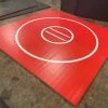 AK Athletic Equipment Martial Arts Clearance 118.5" X 10' X 1 3/8" Roll-Up Wrestling Mat Red With White Circles