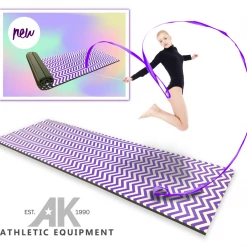 AK Athletic Equipment Folding Mats Clearance Roll Up Chevron Zigzag 4' X 8' X 1 3/8" Advanced Level Gymnastics Mat