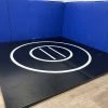 AK Athletic Equipment Blue & Black Clearance Instant Wrestling Room - 8' X 8' Wrestling Mat And Removable Folding Wall Pads Package