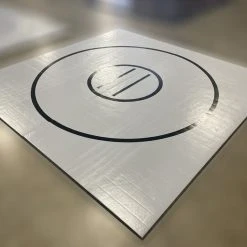 AK Athletic Equipment Clearance 10' X 10' X 1 3/8" Roll-Up Wrestling Mat Gray With Black Circles