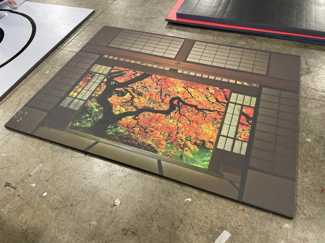 AK Athletic 8' X 6' Roll-Up Wrestling Mat with Dojo Logo - Clearance Sale | Martial Arts Equipment 1 AK Athletic Equipment Clearance 8' X 6' X 1 3/8" Roll-Up Wrestling Mat With Dojo Logo