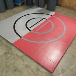 AK Athletic Equipment Clearance 8' X 8' X 1 3/8" Roll-Up Wrestling Mat Maroon And Gray Martial Arts