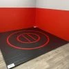 AK Athletic Equipment Instant Wrestling Room 8' X 8' Wrestling Mat And Removable Roll Up Wall Pads Package