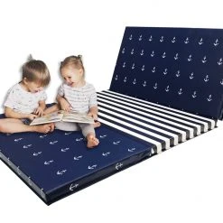 AK Athletic Equipment Folding Mats Limited Edition! Navy And White Nautical 4' X 8' X 2" Intermediate Level Folding Gymnastics Mat