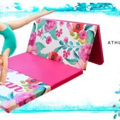 AK Athletic Equipment Folding Mats Spring Floral 4' X 8' X 2" Intermediate Level Folding Gymnastics Mat