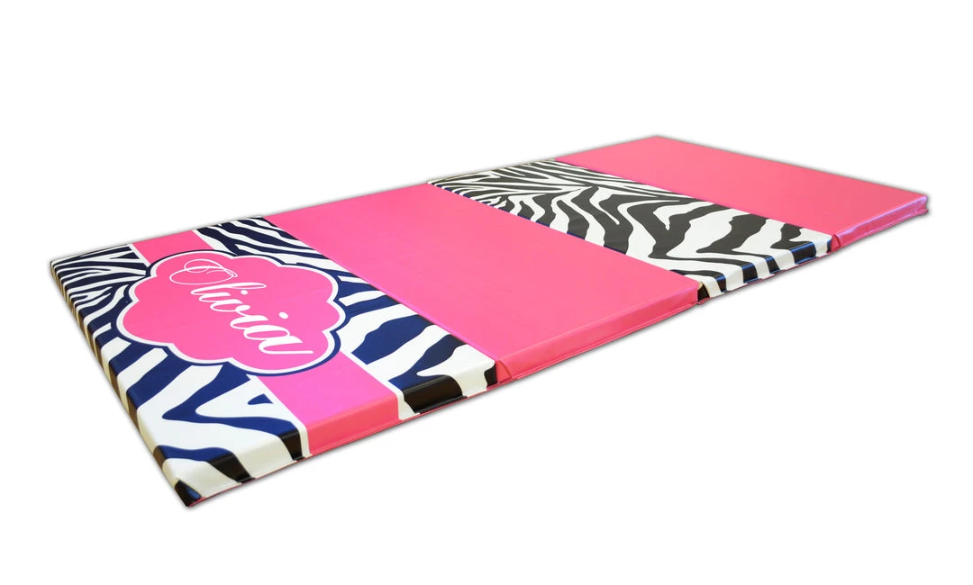 AK Athletic Equipment Zebra Print Monogram 4' X 8' Folding Gymnastics Mat - Durable & Portable 4 AK Athletic Equipment Zebra Print Monogram 4' X 8' Folding Gymnastics Mat Folding Mats