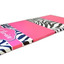 AK Athletic Equipment Folding Mats Buy Together And Save! Pink Zebra Print Monogram 4' X 8' Mat And Folding Incline Mat