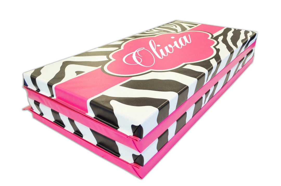 AK Athletic Equipment Zebra Print Monogram 4' X 8' Folding Gymnastics Mat - Durable & Portable 3 AK Athletic Equipment Zebra Print Monogram 4' X 8' Folding Gymnastics Mat Folding Mats